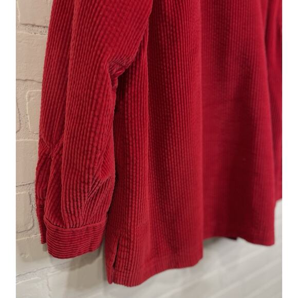 LL Bean Red Corduroy Button Down Shirt | Mens Medium | Flannel Lined Shacket VTG - Picture 9 of 10